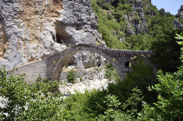 Görögország Epirus Történelmi Noutsos Híd Más Néven Kokoris Híd Voidomatis — Stock Fotó