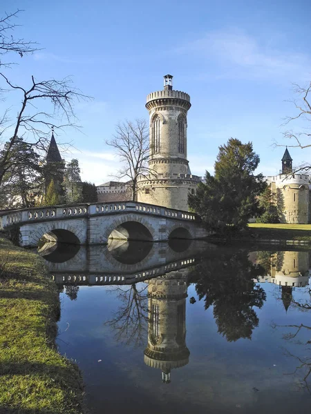 Laxenburg Austria January 2022 Franzensburg Castle Stone Bridge Public Castle — Stockfoto