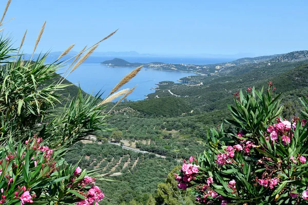 Greece View Mountain Village Perdica Beaches Ionian Sea Igoumenitsa — Stockfoto