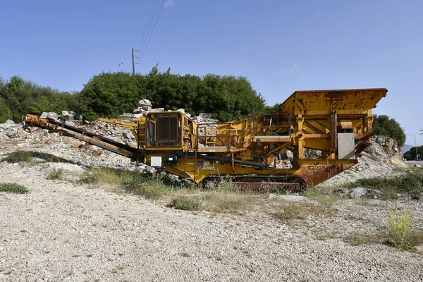 Tzoumerka Greece June 2021 Mobile Machine Mining Road Construction Caterpillar — Stock Photo, Image