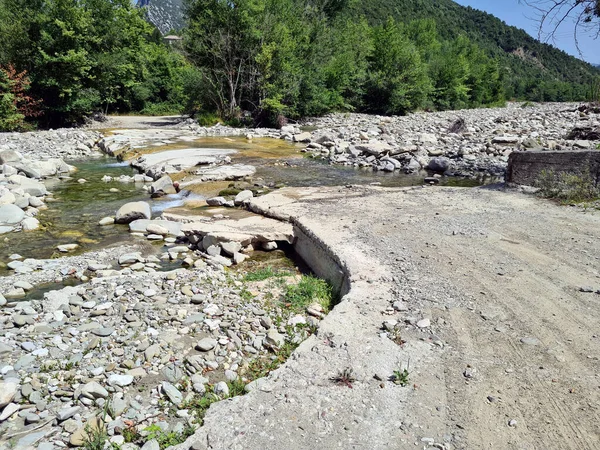Greece Epirus River Bank Road Became Impassable National Park Tzoumerka — Stock Photo, Image