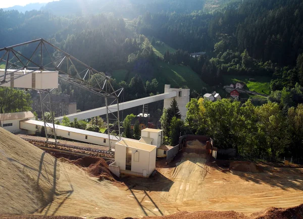 Österreich Erzberg Oberflächenbergbau Von Eisenerz Der Steiermark Aufbereitung Des Anfallenden — Stockfoto