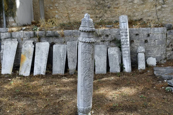 Grèce Pierres Tombales Période Ottomane Avec Des Personnages Arabes Dans — Photo