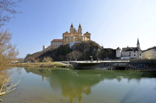 Österrike Imponerande Barock Melk Kloster Sten Unesco Världsarv Plats Donau — Stockfoto