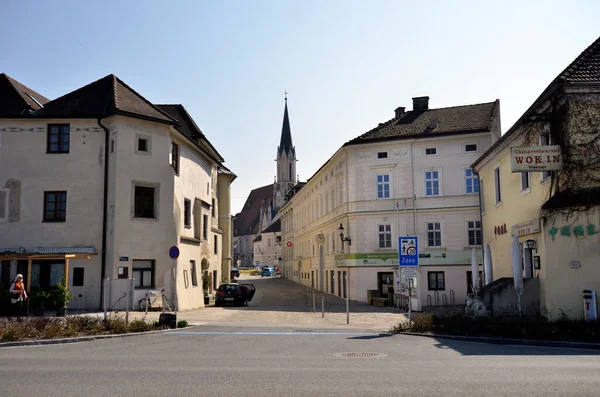 Melk Austria March 2022 Townscape Restricted Traffic Area Parish Church — Stock Photo, Image
