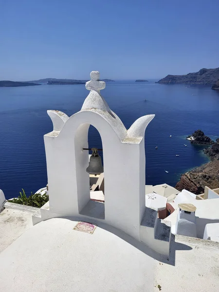 Greece Landscape Santorini Island Bell Tower Oia — Stock Photo, Image