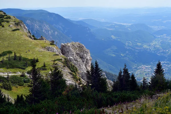 Österrike Berget Rax Niederösterreich Med Utsikt Över Det Kallade Wienbäckenet — Stockfoto