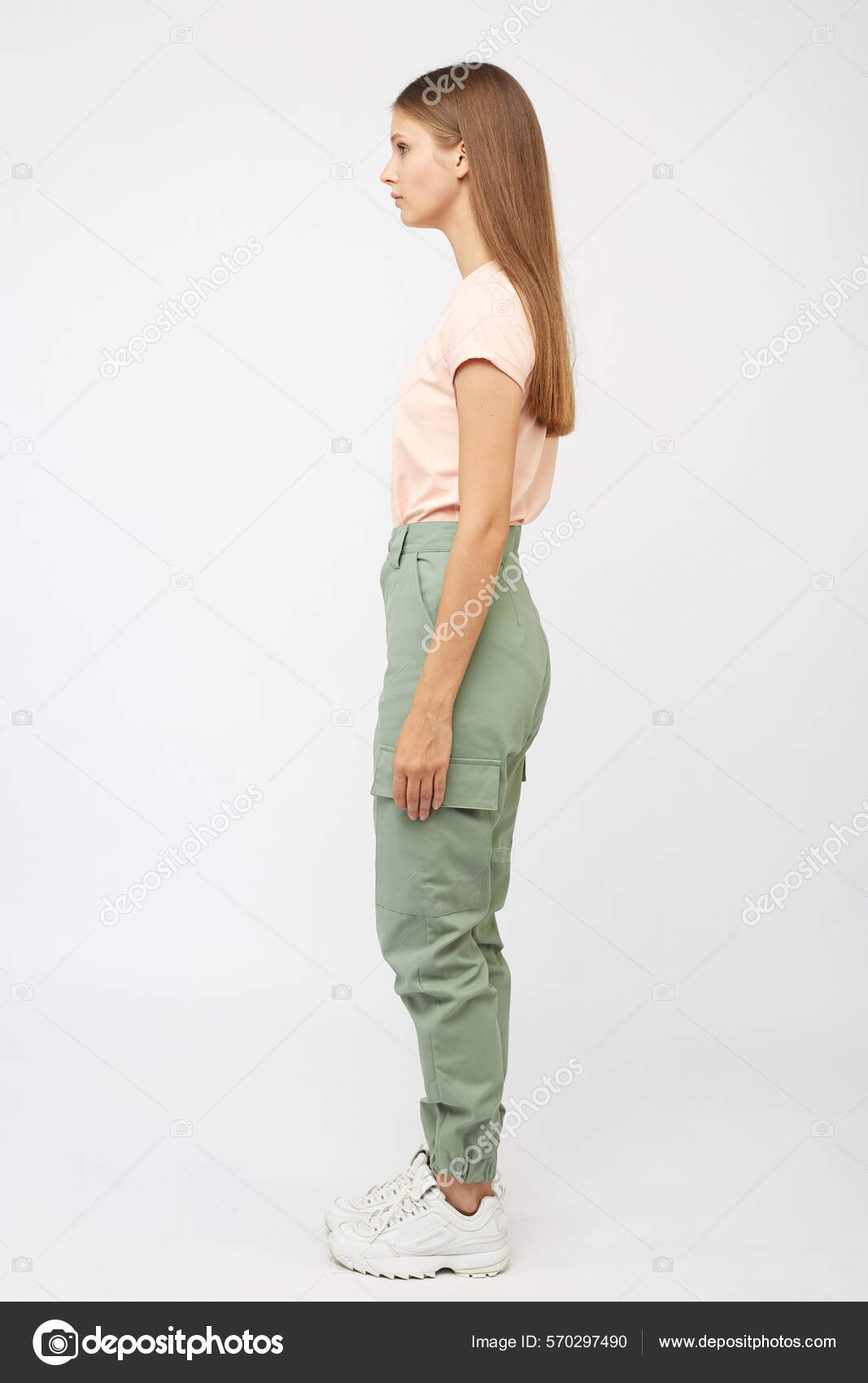 Girl Beige Cargo Pants Shirt Stock Photo by ©foxalexey 570297490