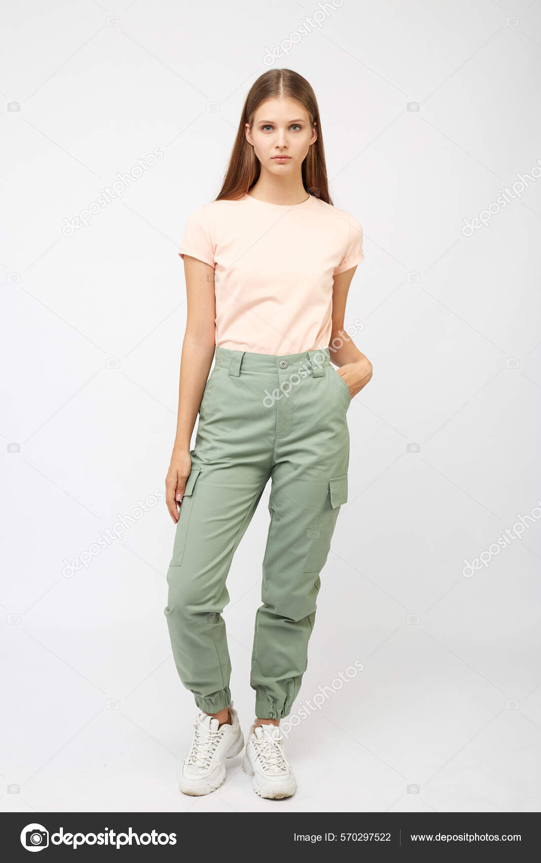 Combo : Cool Girl Aesthetics Double Pocket Trousers In Green & Black