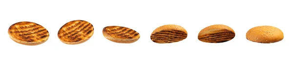 Gegrilde Hamburger Broodje Geïsoleerd Witte Achtergrond Inzameling — Stockfoto