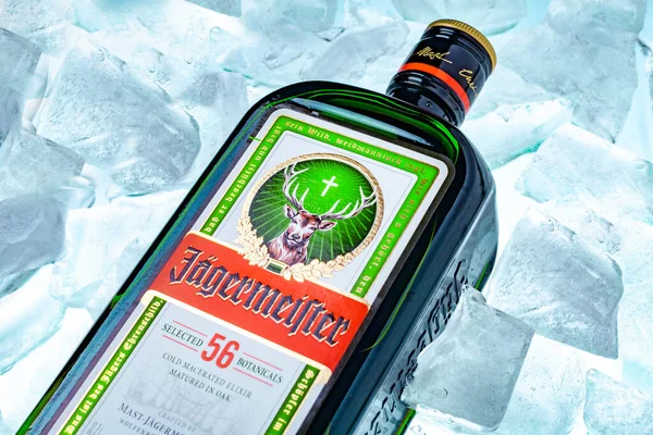 Ukraine Poltava July 2022 Bottle Jagermeister German Digestif Made Herbs — Stock Fotó