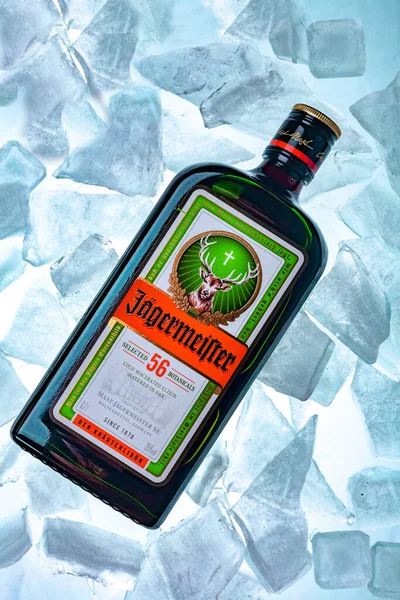 Ukraine Poltava July 2022 Bottle Jagermeister German Digestif Made Herbs — Stock Fotó