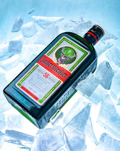 Ukraine Poltava July 2022 Bottle Jagermeister German Digestif Made Herbs — Stock Fotó