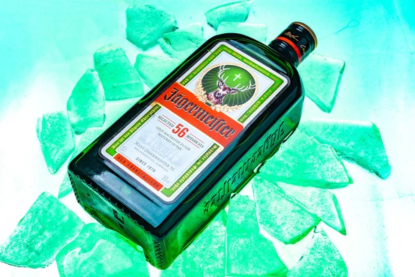 Ukraine Poltava July 2022 Bottle Jagermeister German Digestif Made Herbs — Stock Fotó