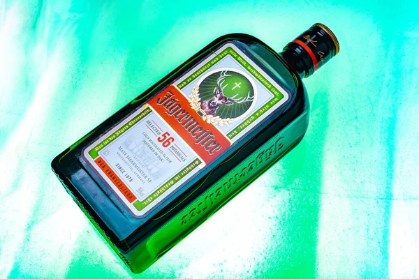 Ukraine Poltava July 2022 Bottle Jagermeister German Digestif Made Herbs — Stock Fotó