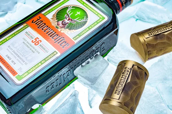 Ukraine Poltava July 2022 Bottle Jagermeister German Digestif Made Herbs — 스톡 사진