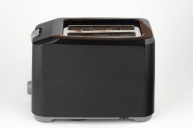 Empty black toaster isolated on white background