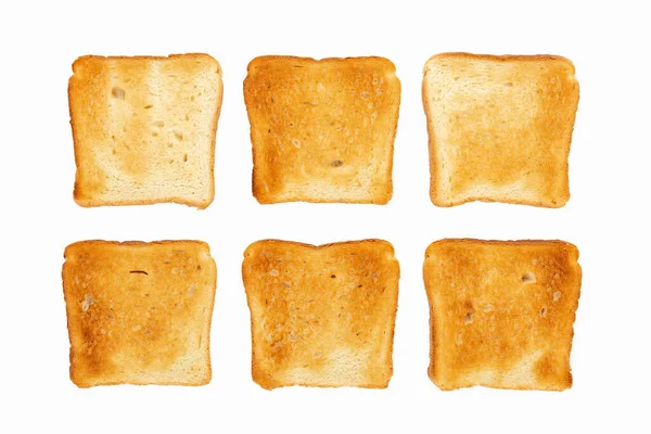 Uppsättning Sex Skivor Toast Bröd Isolerad Vit Bakgrund — Stockfoto