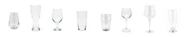 Set of empty beer glasses isolated on white background