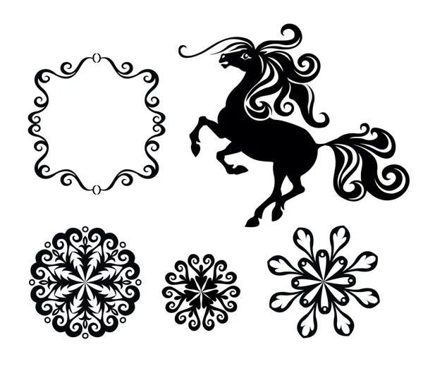 Horse and snowflakes — Stock Vector