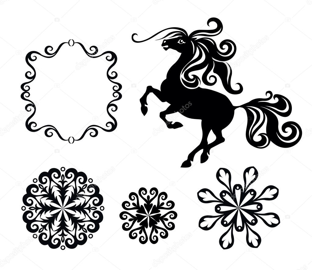 horse and snowflakes