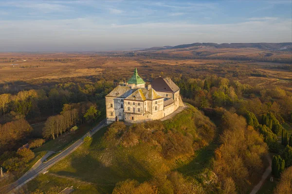 Olesko Palace Air Reserve Autumn Park Hills Aerial View Olesky — Stock Photo, Image