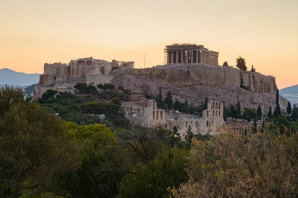 Acropolis Odeon Amphitheatre Pantheon Dawn Athens Greece — 图库照片