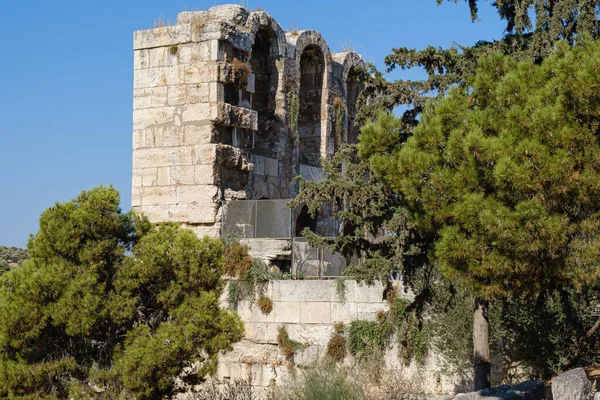 Fragmento Muro Odeón Herodes Anfiteatro Atenas Grecia —  Fotos de Stock