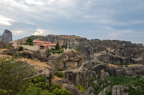 Visa Heliga Treenighetens Kloster Agia Triada Meteora Klostren Grekland — Stockfoto