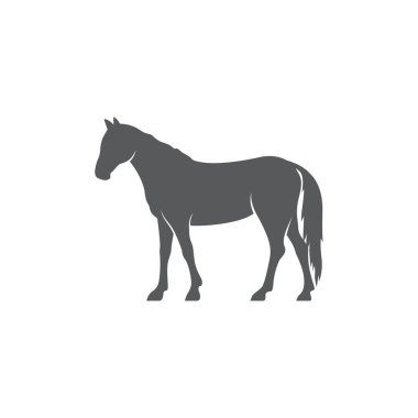 Horse realistic silhouette logo design. Horse pictogram. Side view of horse. Vector illustration