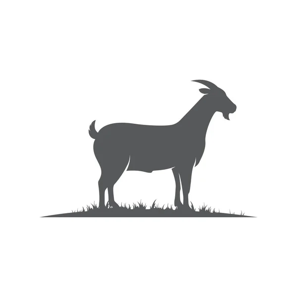 Goat Side View Silhouette Farm Goat Animal Logo Design Vector — Stockvektor