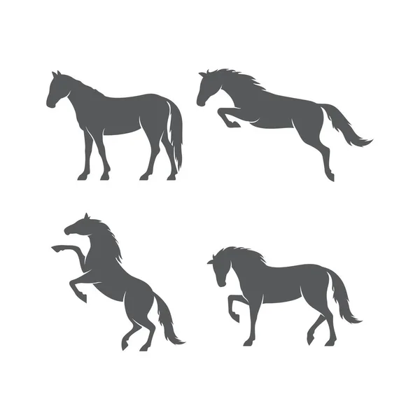 Set Horse Realistic Silhouette Logo Design Horse Pictogram Side View — Archivo Imágenes Vectoriales