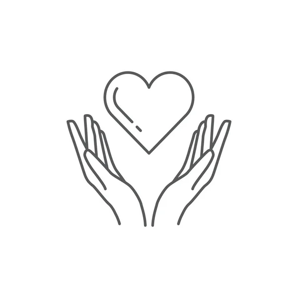 Ícone Coração Mão Símbolo Amor Caridade Mão Design Ícone Amor — Vetor de Stock