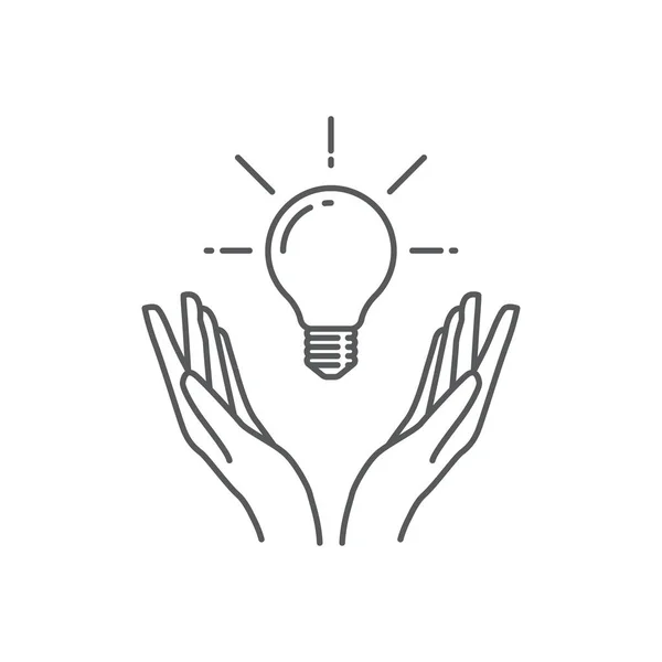 Lamp Hand Pictogram Handlijnpictogram Met Lamppictogram Idee Pictogram Symbool Vectorillustratie — Stockvector