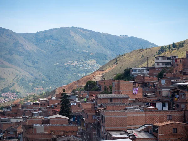 View Medellin City Cable Car Houses Poverty Seen Another Point — Stock Fotó