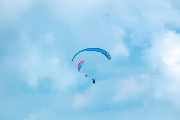 Belmira Antioquia Colombia Листопада 2021 Blue Pink Paragliders Flying Blue — стокове фото