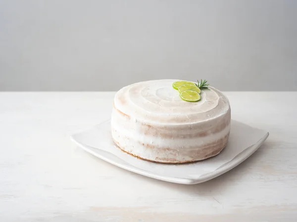 Bolo Camada Limão Com Creme Limão Creme Queijo Buttercream — Fotografia de Stock