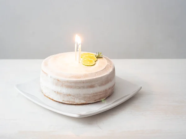 Bolo Camada Limão Com Creme Limão Creme Queijo Buttercream — Fotografia de Stock