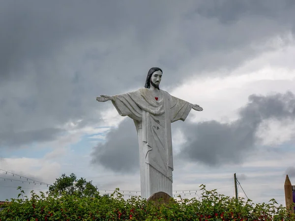 Statue Christ Redeemer Top Hill — Stok fotoğraf