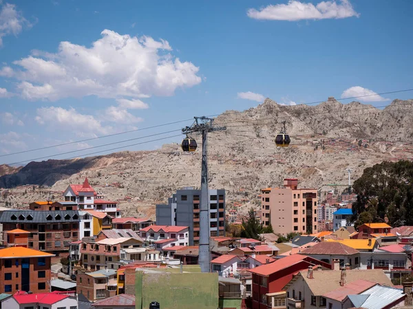 Paz Bolívia 2022 Szeptember View Paz City Yellow Cable Car — Stock Fotó