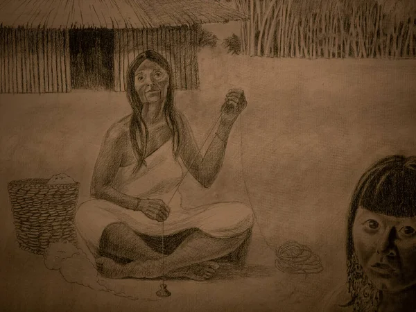 Jerico Antioquia Colômbia Abril 2022 Desenho Representando Indígenas Serra Nevada — Fotografia de Stock