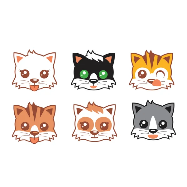 Cabezas de gatito conjunto — Vector de stock