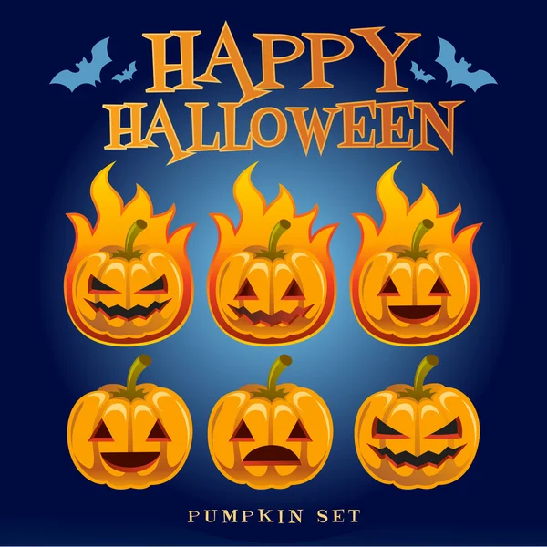 Feliz conjunto de calabaza de Halloween — Vector de stock