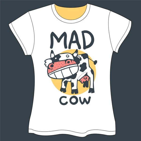 Gekke koe t-shirt — Stockvector