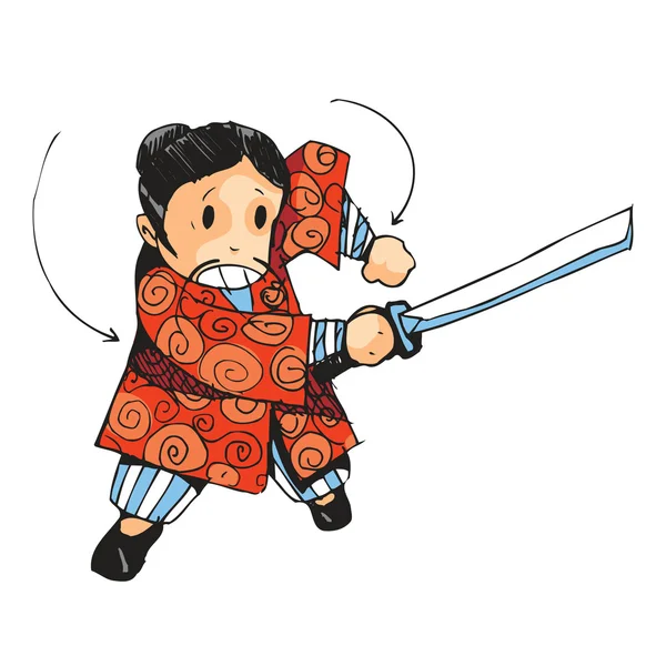 Samurai und Schwert — Stockvektor
