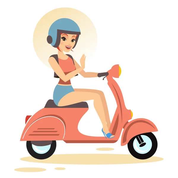 Beautiful Woman with Vespa — Stock Vector