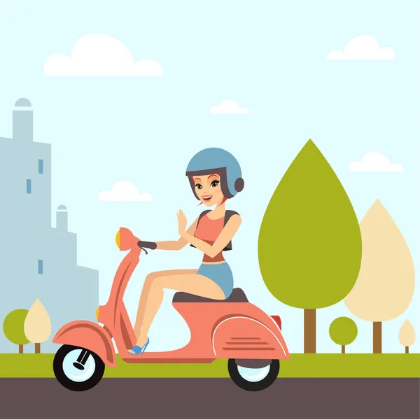 Beautiful Woman with Vespa — Stock Vector
