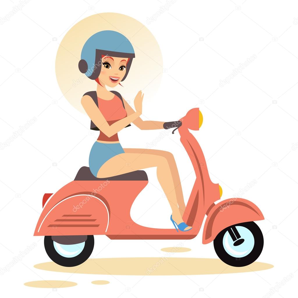belle femme avec vespa — Image vectorielle gardenproject © 34321351