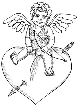 Angel sitting on heart clipart