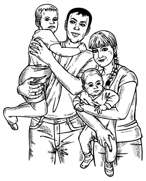 Familia cuatro — Vector de stock